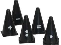 Kjegler med matematikksymboler